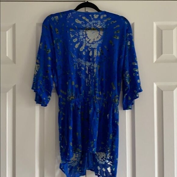 Language Language Royal Blue & Sheer Dressy Top - Picture 7 of 8